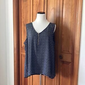 Worthington Black & White Chiffon Pullover Sleeveless Top, Size PXL